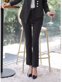女式三?？蹢l紋西裝配套西褲 黑色