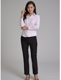 女式長(zhǎng)袖襯衣 V領(lǐng)粉色