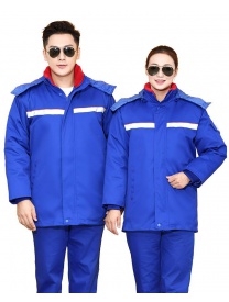 39、D007 艷藍 中石化線卡防靜電羽絨服2色 外皮雙層
