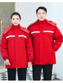 30、D013 大紅 滌棉紗卡 可拆卸反光棉衣
